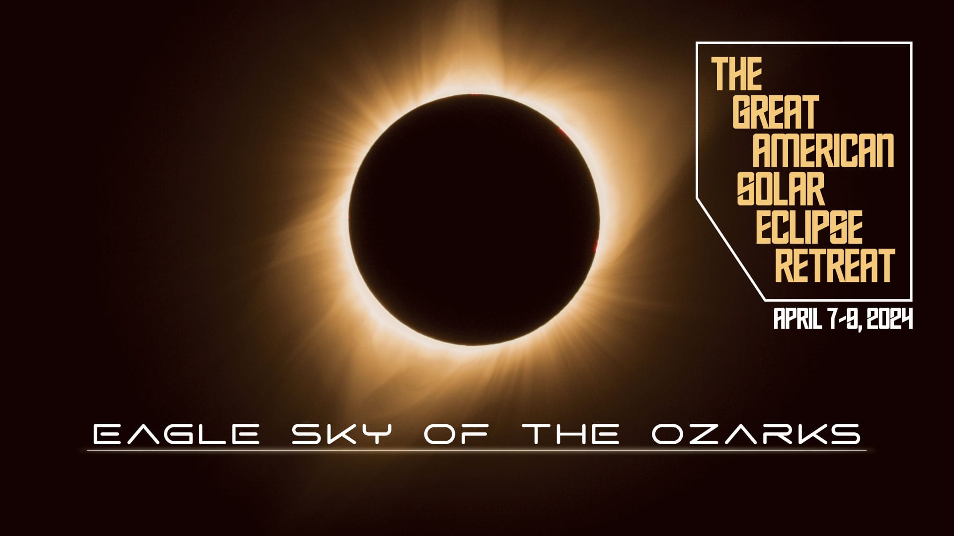 The Great American Solar Eclipse Retreat 2024 at Eagle Sky of The Ozarks - A stunning image capturing the solar eclipse, symbolizing a unique and unforgettable experience amidst the natural beauty of the Ozarks
